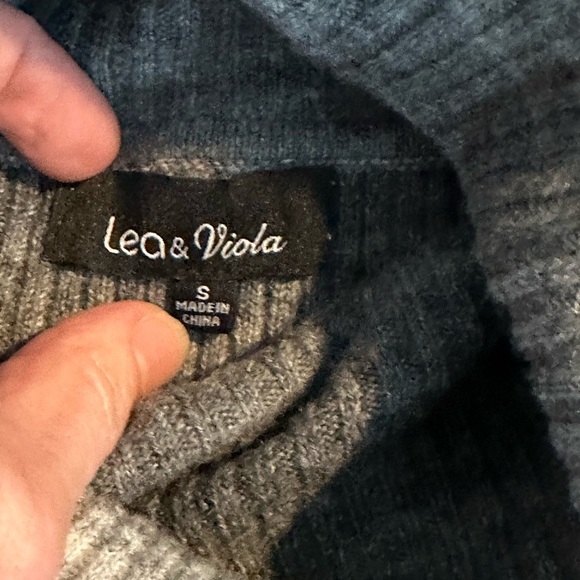 A62 Lea & Viola Womens Gray Wool Blend Comfy Shirt Turtleneck Sweater Top sz S - Picture 3 of 4
